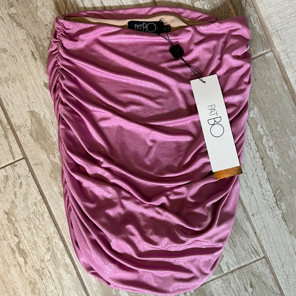 PatBO Pink Bubble Ruched Cocktail Skirt